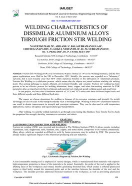 Welding Characteristics of Dissimilar Aluminium Alloys