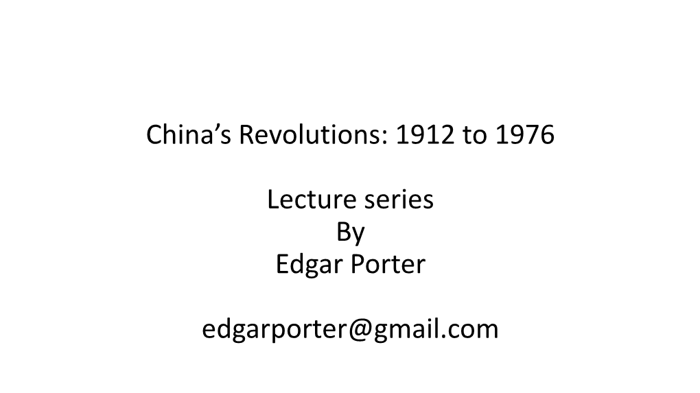 China's Revolutions