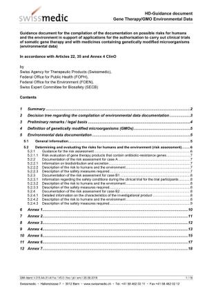 HD-Guidance Document Gene Therapy/GMO Environmental Data