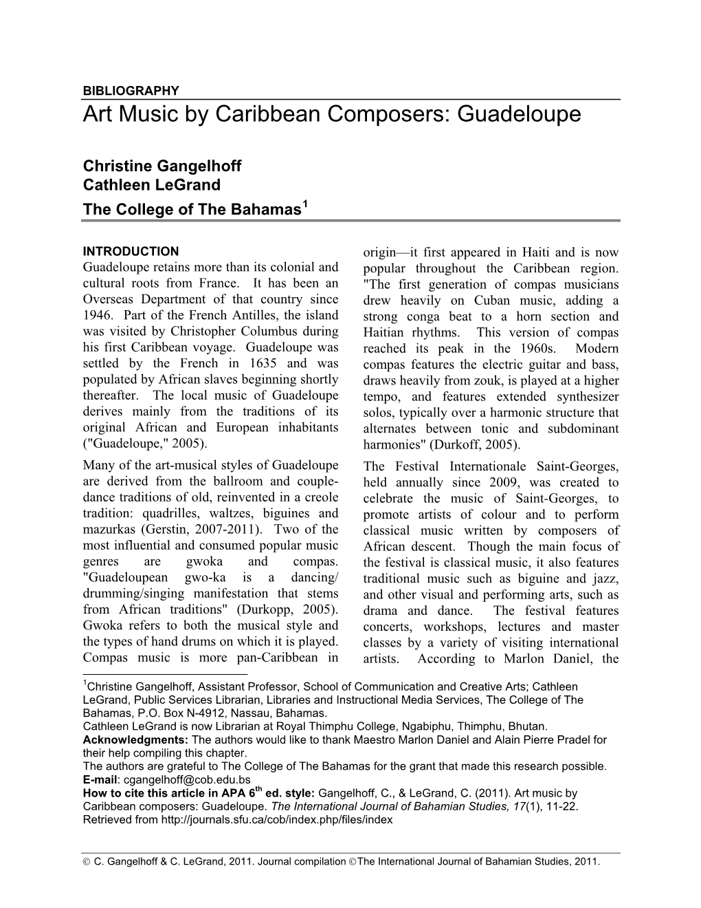 Art Music by Caribbean Composers: Guadeloupe