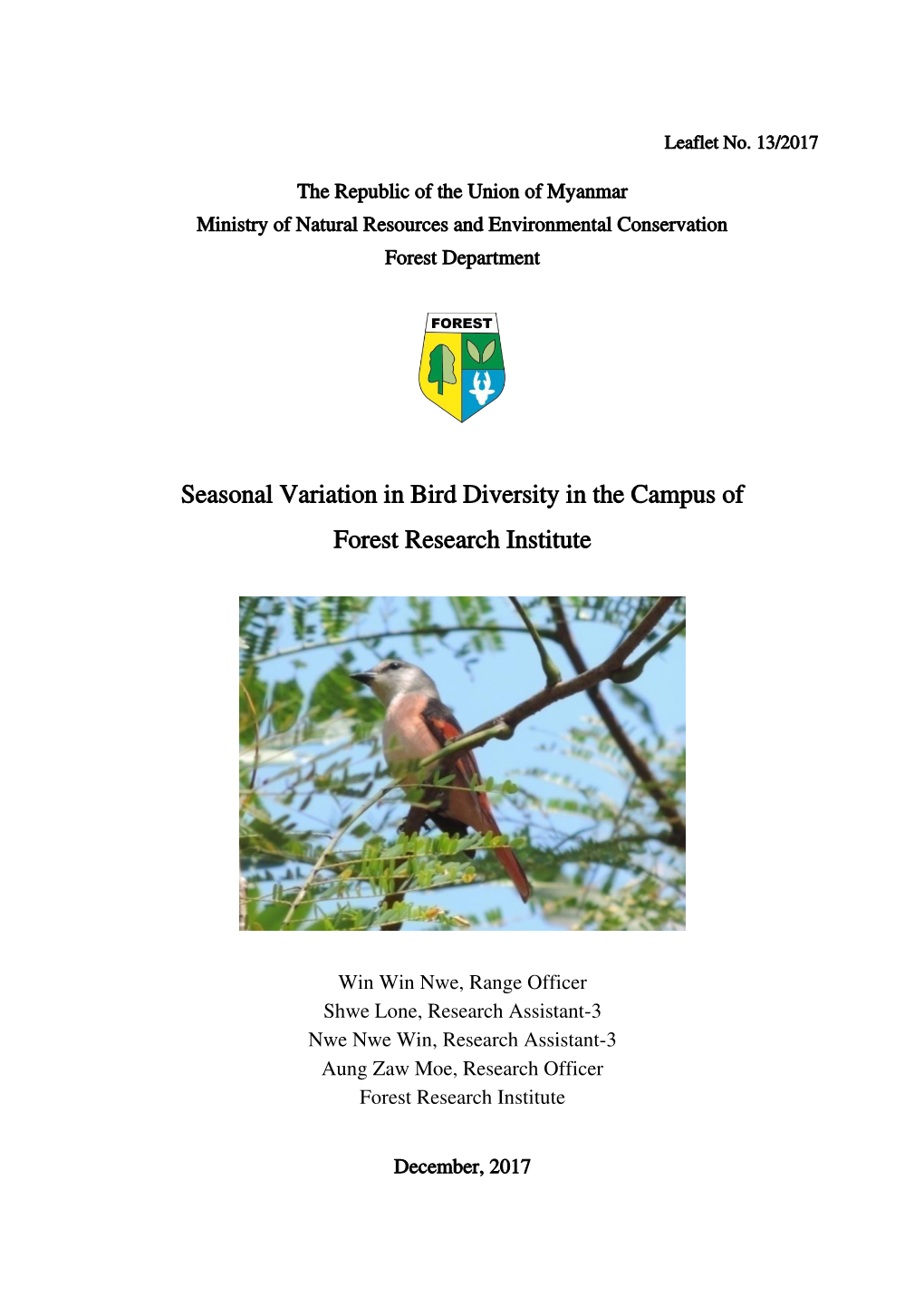 Seasonal Variation in Bird Diversity in the Campus of Forest Research Institute