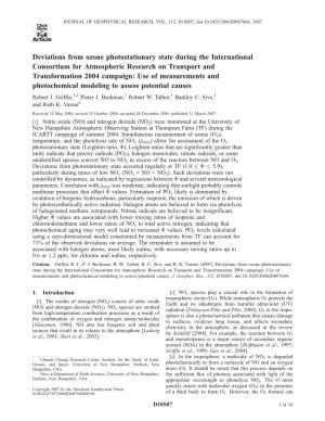 Deviations from Ozone Photostationary State During the International