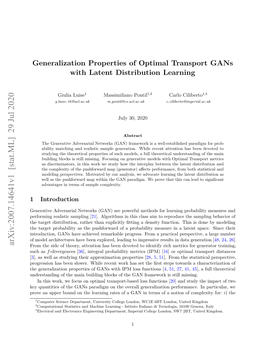Generalization Properties of Optimal Transport Gans with Latent Distribution Learning