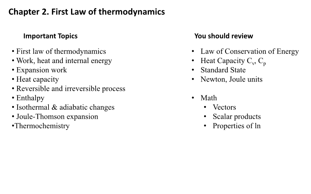 Chapter 2. First Law of Thermodynamics