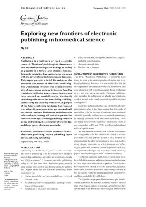Exploring New Frontiers of Electronic Publishing in Biomedical Science