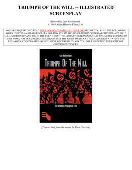 Triumph of the Will -- Illustrated Screenplay