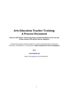 Arts Education Teacher Training: a Process Document