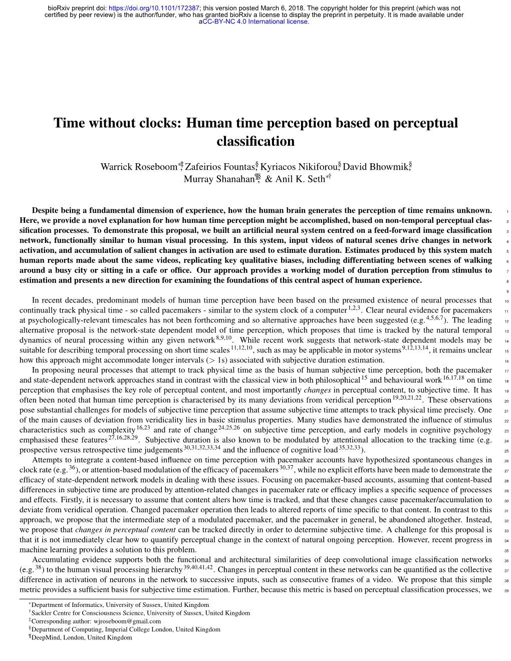 Human Time Perception Based on Perceptual Classification
