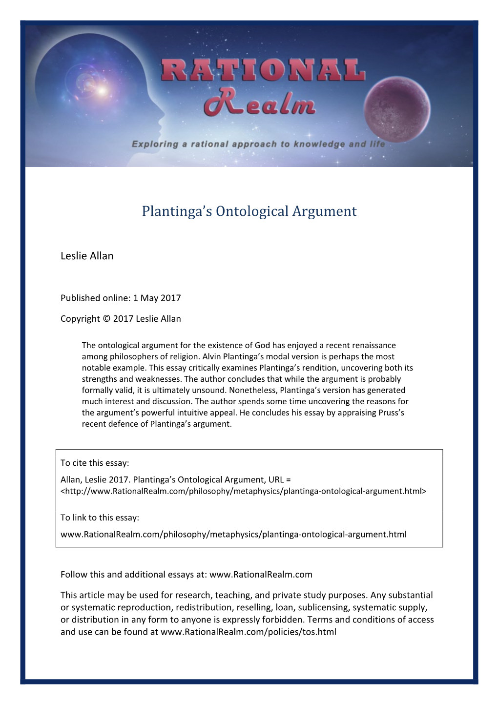 Plantinga's Ontological Argument