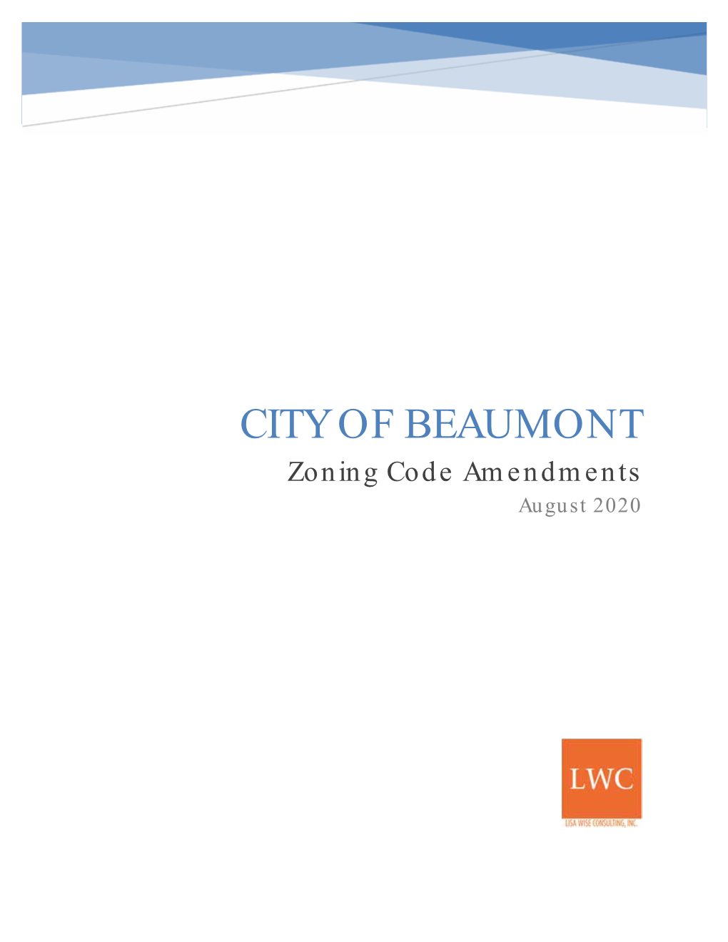 Zoning Code Amendments August 2020