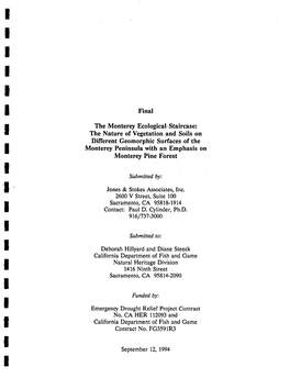 The Monterey Ecological Staircase: the I Nature of Vegetation and Soils on Different Geomorphic Surfaces of the Monterey
