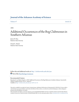 Additional Occurrences of the Bog Clubmosses in Southern Arkansas James R