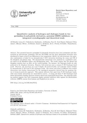 Quantitative Analysis of Hydrogen and Chalcogen Bonds in Two Pyrimidine