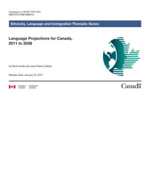 Language Projections for Canada, 2011 to 2036