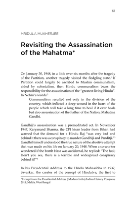Revisiting the Assassination of the Mahatma*