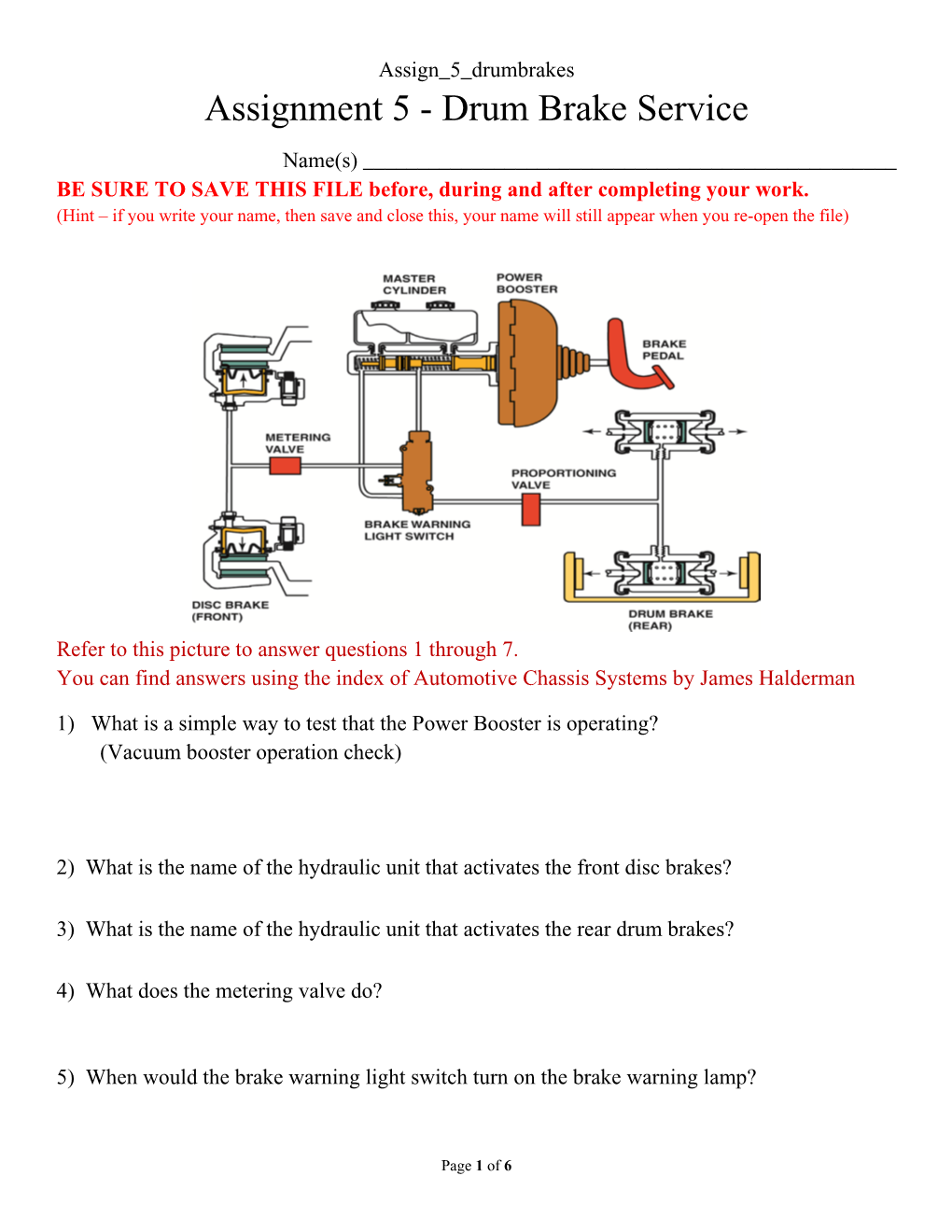 Assignment 5 - Drum Brake Service