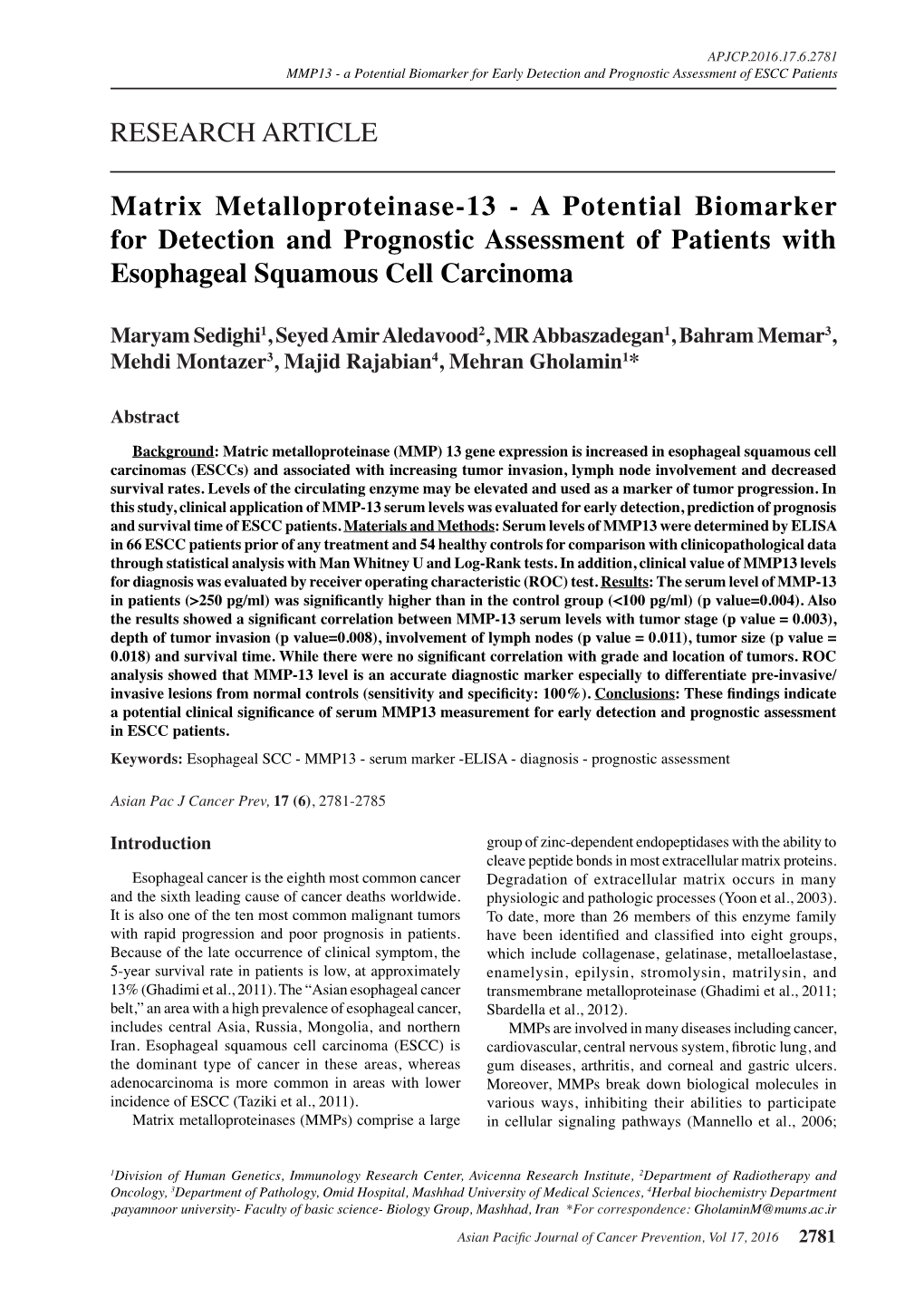 RESEARCH ARTICLE Matrix Metalloproteinase-13