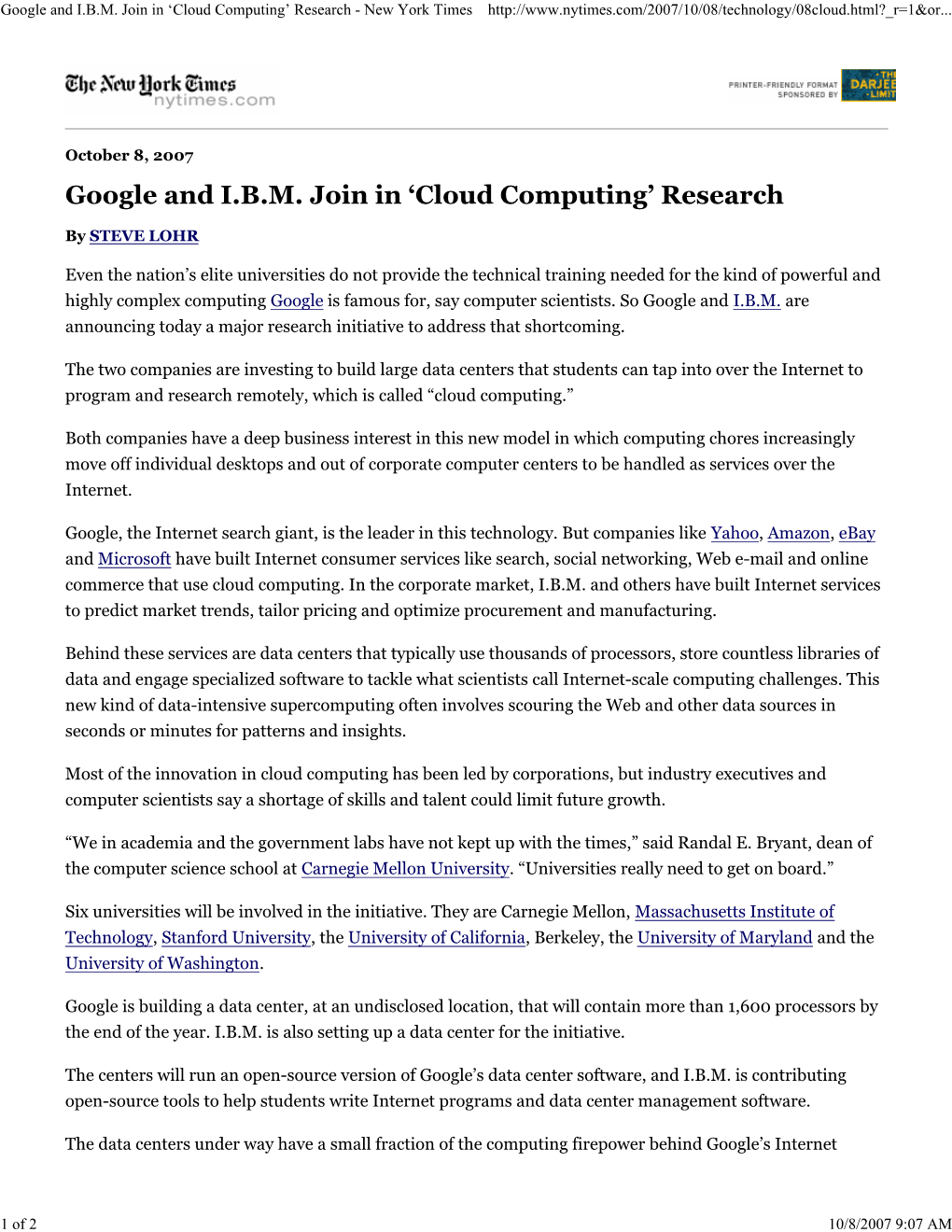 'Cloud Computing' Research