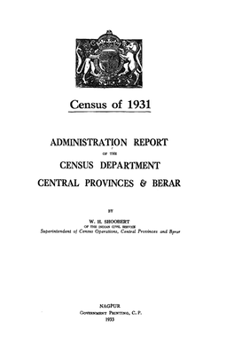 Administration Report of the Census Department, Central Provinces