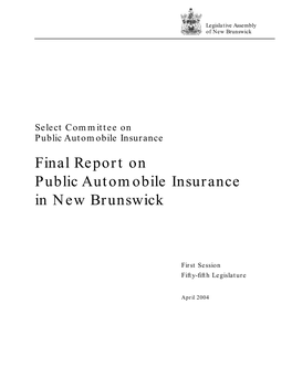 Final Report on Public Automobile Insurance in New Brunswick
