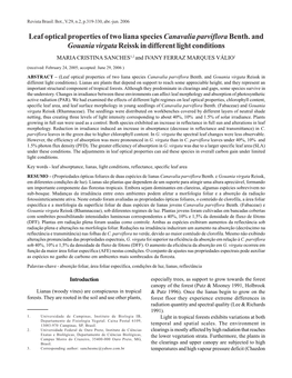 Leaf Optical Properties of Two Liana Speciescanavalia Parviflorabenth