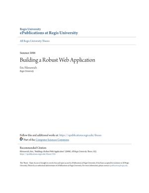 Building a Robust Web Application Eric Filonowich Regis University