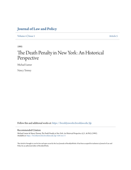 The Death Penalty in New York: an Historical Perspective, 4 J