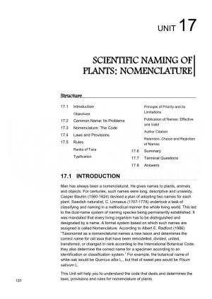 Scientific Naming of Plants: Nomenclature