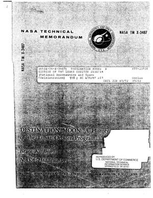 History of the Lunar Orbiter Program April 1977 Performing Organization Code 6