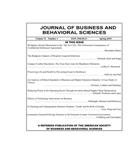 Journal of Business and Behavioral Sciences