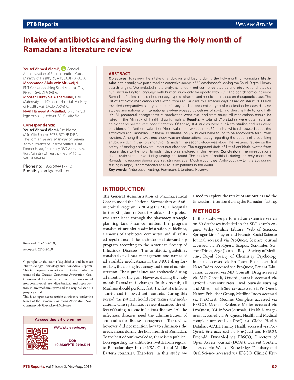 Intake of Antibiotics and Fasting During the Holy Month of Ramadan: a Literature Review