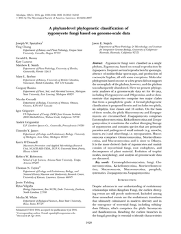 A Phylum-Level Phylogenetic Classification of Zygomycete Fungi Based on Genome-Scale Data