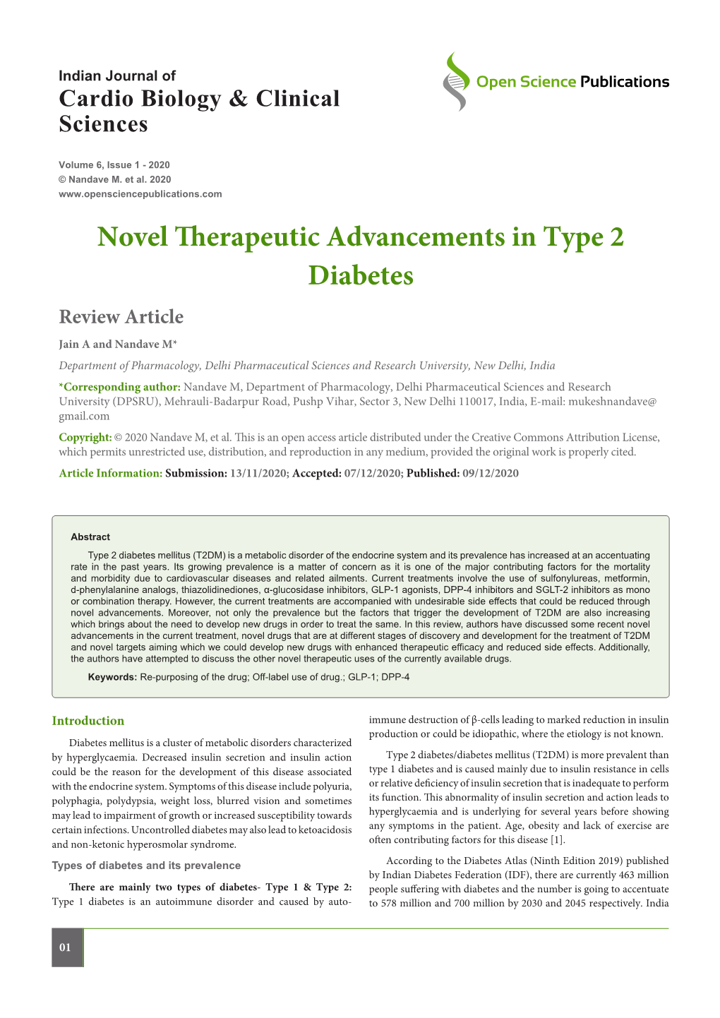 Novel Therapeutic Advancements in Type 2 Diabetes