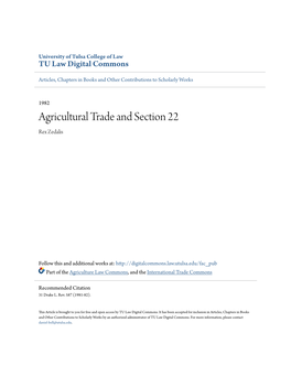 Agricultural Trade and Section 22 Rex Zedalis