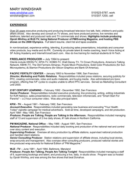 Producing Resume