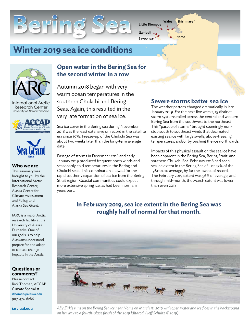 Bering Sea Nome Savoonga Winter 2019 Sea Ice Conditions