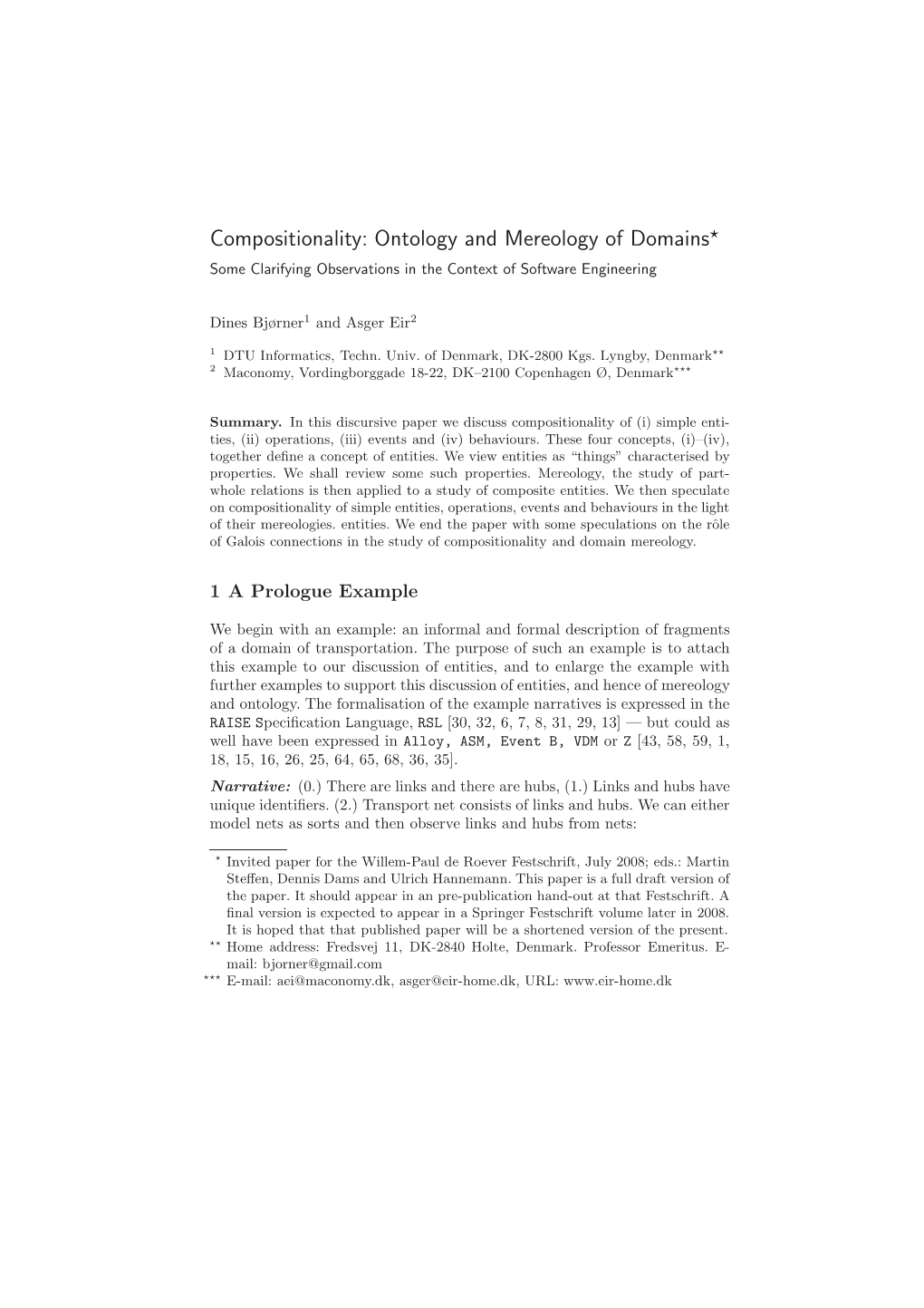 Ontology and Mereology of Domains⋆ Some Clarifying Observations in the Context of Software Engineering