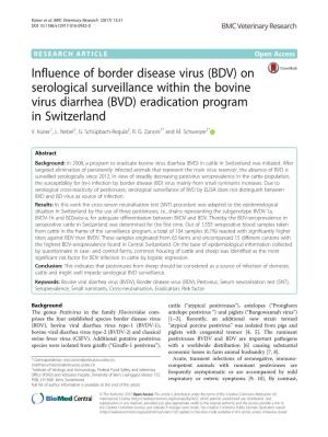 Influence of Border Disease Virus (BDV) on Serological Surveillance Within the Bovine Virus Diarrhea (BVD) Eradication Program in Switzerland V