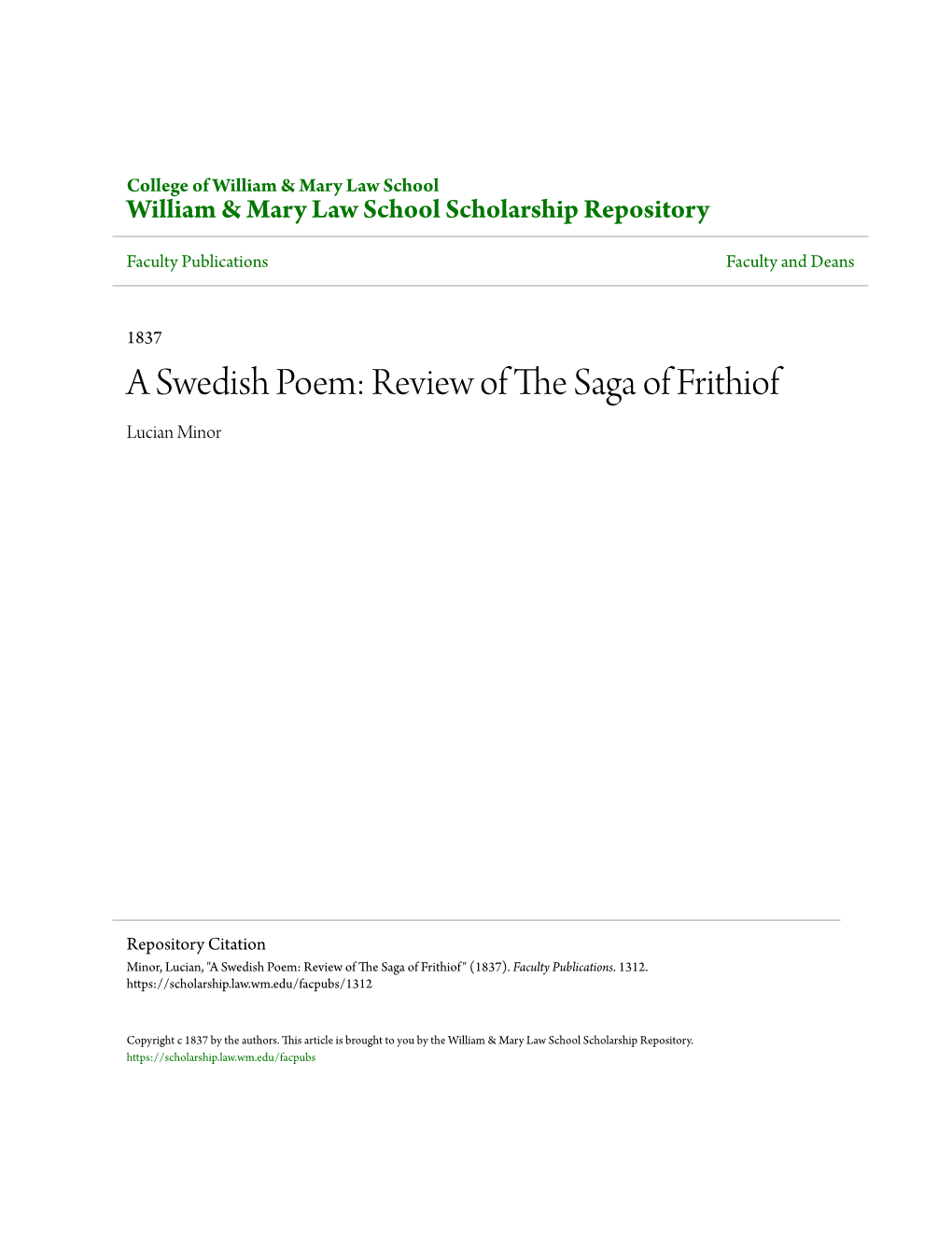 A Swedish Poem: Review of the Saga of Frithiof