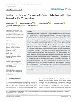 Lasting the Distance: the Survival of A...Ped to New Zealand in the 19Th Century