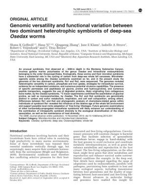 Genomic Versatility and Functional Variation Between Two Dominant Heterotrophic Symbionts of Deep-Sea Osedax Worms