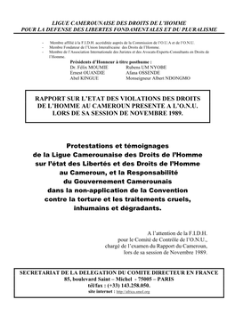 Rapport Sur L'etat Des Violations Des Droits De L