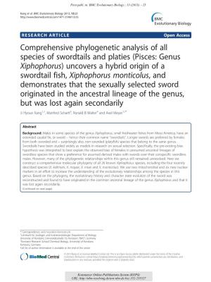 Comprehensive Phylogenetic Analysis of All Species of Swordtails and Platies (Pisces: Genus Xiphophorus) Uncovers a Hybrid Origi