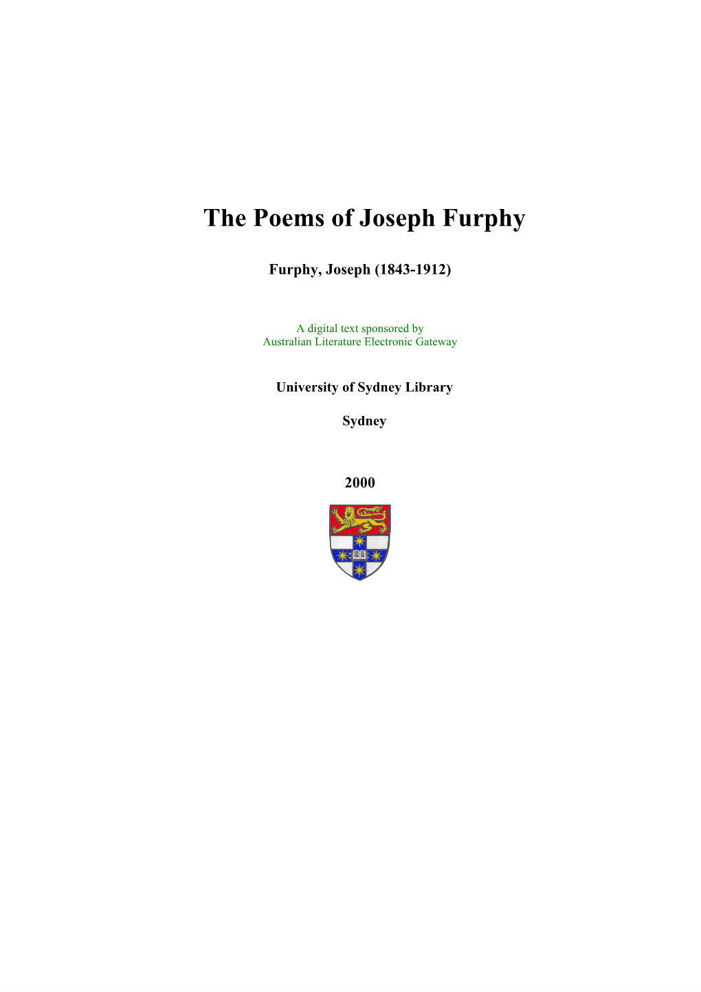 The Poems of Joseph Furphy