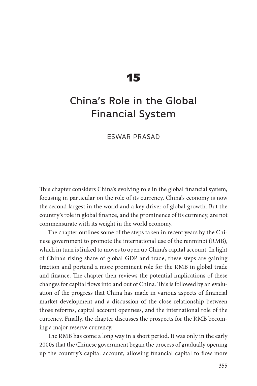 China's Role in the Global Financial System