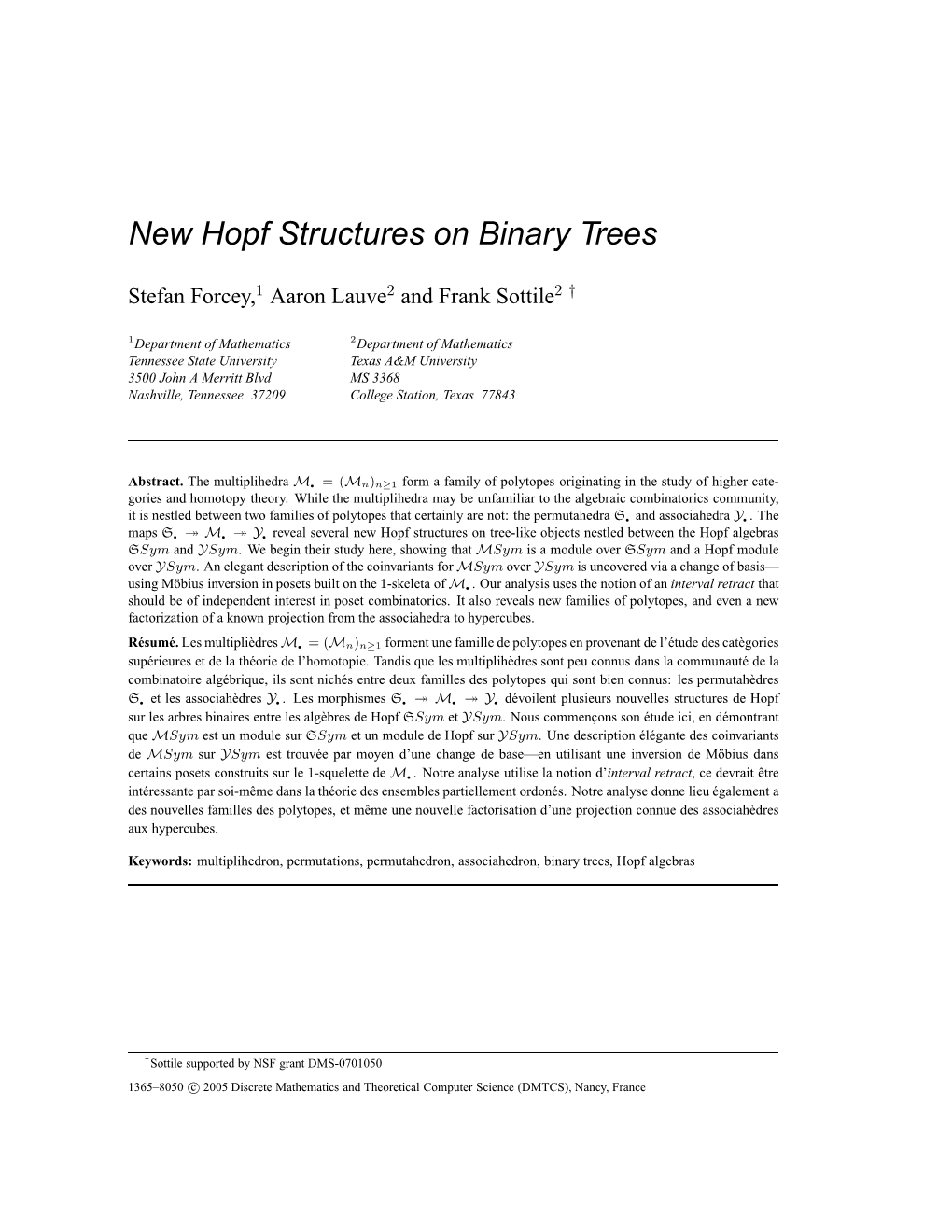 New Hopf Structures on Binary Trees