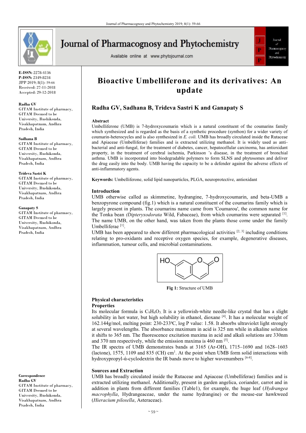 Bioactive Umbelliferone and Its Derivatives: an Update