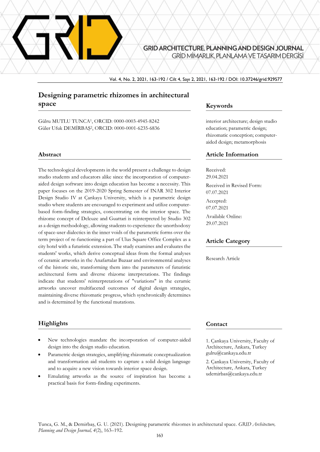 Designing Parametric Rhizomes in Architectural Space Keywords