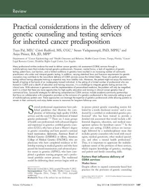 Practical Considerations in the Delivery of Genetic Counseling and Testing