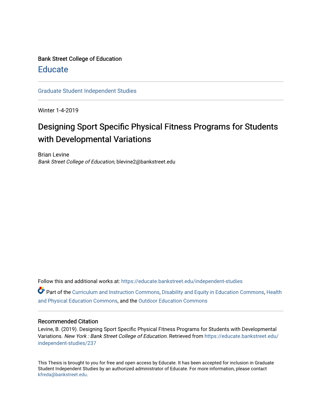 Designing Sport Specific Physical Fitness Programs for Students with Developmental Variations